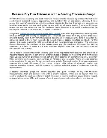 Measure Dry Film Thickness with a Coating Thickness Gauge