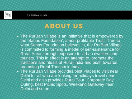 Village Tour Packages by The RurBan Village