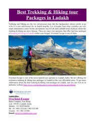 Best Trekking & Hiking Tour Packages in Ladakh