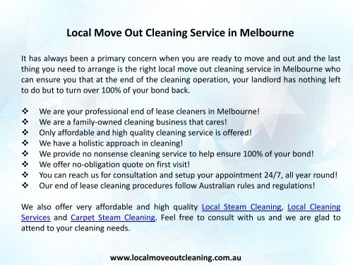 Local Move Out Cleaning Service in Melbourne