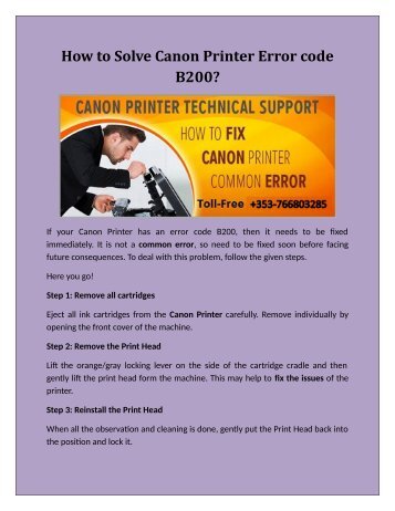 How to Solve Canon Printer Error code B200?