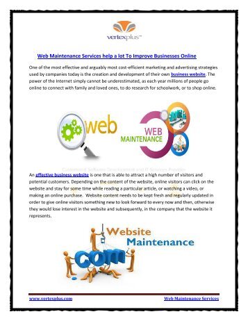 Web Maintenance Services help a lot To Improve Businesses Online