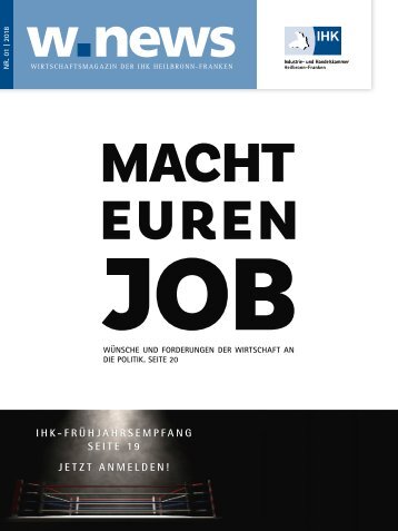 WÜNSCHE UND FORDERUNGEN DER WIRTSCHAFT AN DIE POLITIK| w.news 01.2018