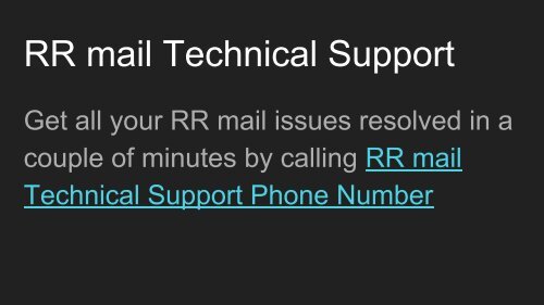 RR mail Customer Service Phone Number