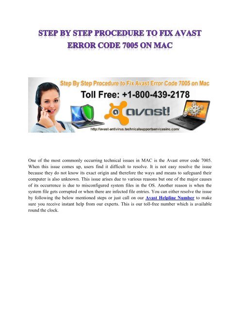 Step By Step Procedure to Fix Avast Error Code 7005 on MAC