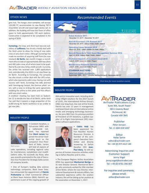 AviTrader Weekly News 2017-09-25