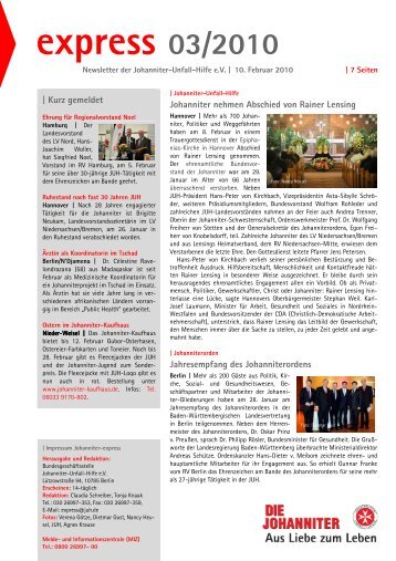 express 03/2010 – Newsletter der Johanniter-Unfall-Hilfe eV