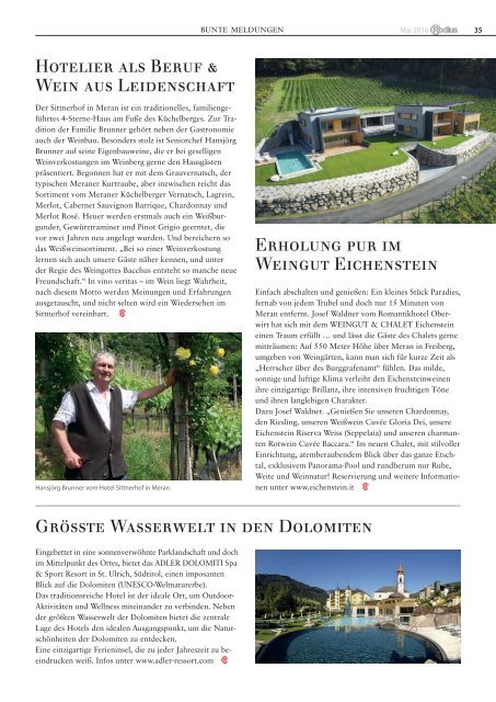 Südtirol Magazin Sommer 2016 - Die Welt