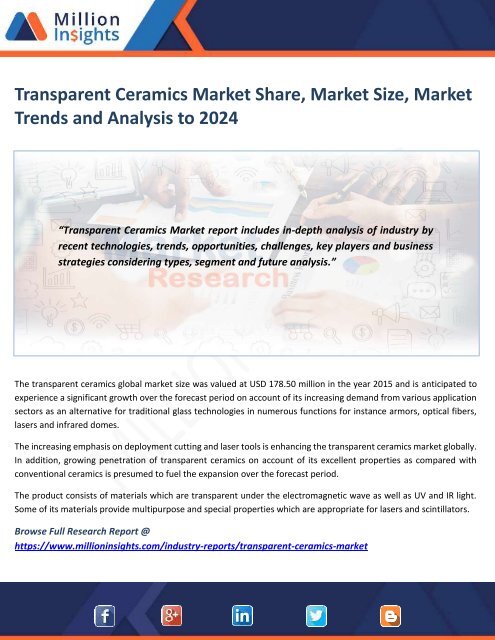 Transparent Ceramics Market Share, Market Size, Market Trends and Analysis to 2024