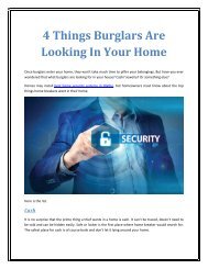 4 Things Burglars Are Looking In Your Home