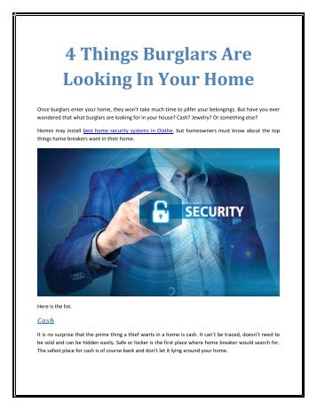 4 Things Burglars Are Looking In Your Home