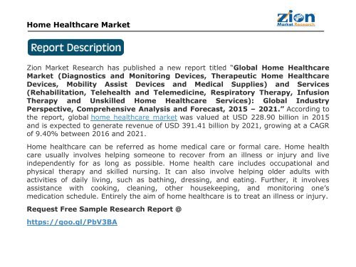 Home Healthcare Market Will Cross USD 391.41 Billion in 2021