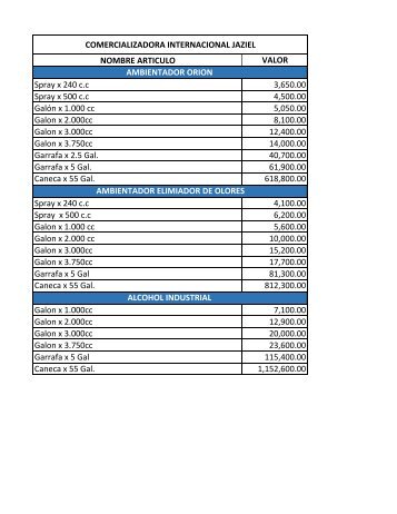 PRECIOS ORION 2017. TABLET