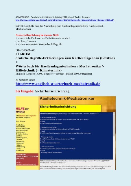 Glossar Kaeltesysteme + deutsch-englisch Uebersetzung Klimatechnik