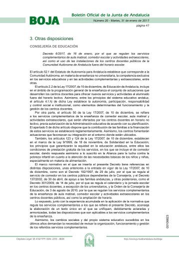 Decreto 6/2017, de 16 de enero (servicios complementarios)