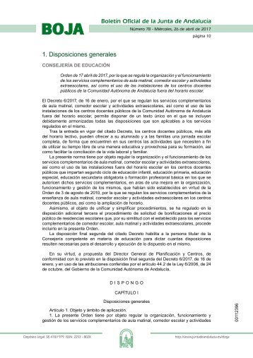 Orden de 17 abril de 2017, que regula servicios complementarios