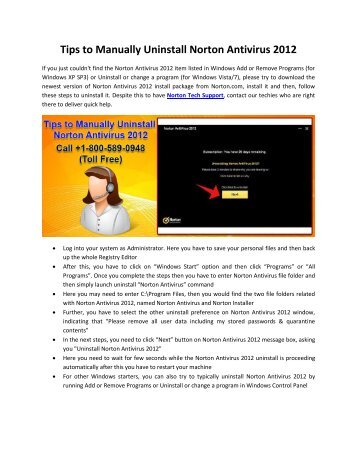 Tips to Manually Uninstall Norton Antivirus 2012