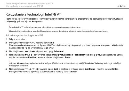 Sony VPCEB2E4E - VPCEB2E4E Mode d'emploi Polonais