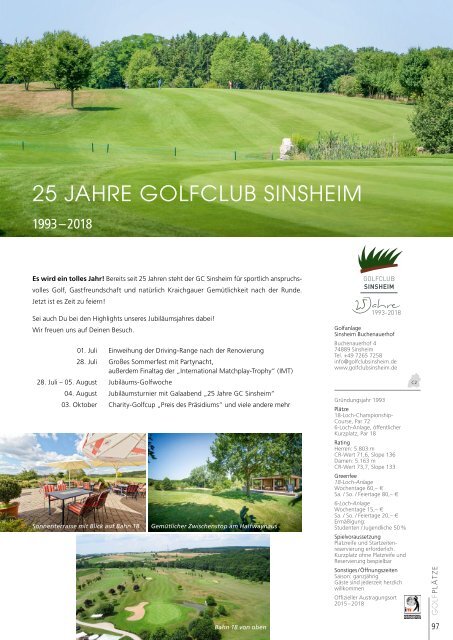 Golfland Baden-Württemberg 2018 - Schönes Spiel auf 90 Plätzen