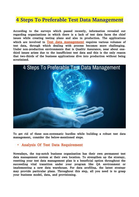 4 Steps To Preferable Test Data Management