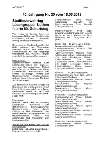 40. Jahrgang Nr. 20 vom 18.05.2012 Stadtfeuerwehrtag ...
