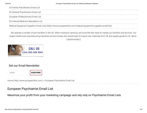 European Psychiatrists Email List