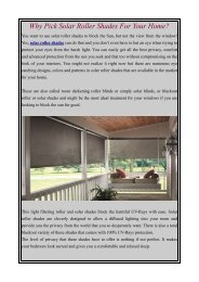 Why Pick Solar Roller Shades For Your Home