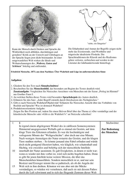 Nietzsche-Über Wahrheit und Lüge im außermoralischen Sinne