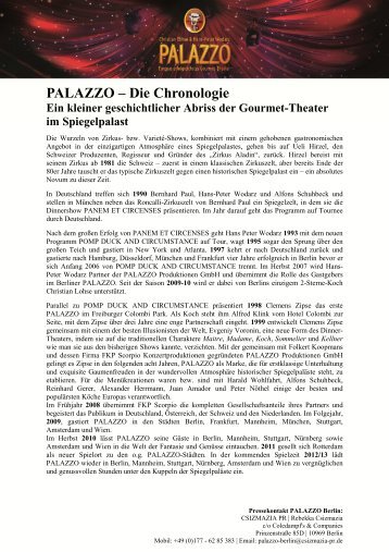 PALAZZO – Die Chronologie