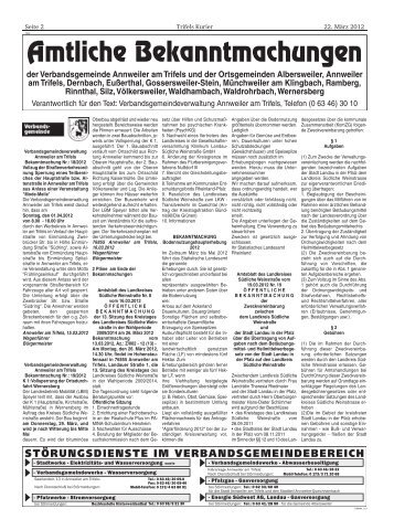 Bekanntmachungen im Trifelskurier vom 22.03.2012