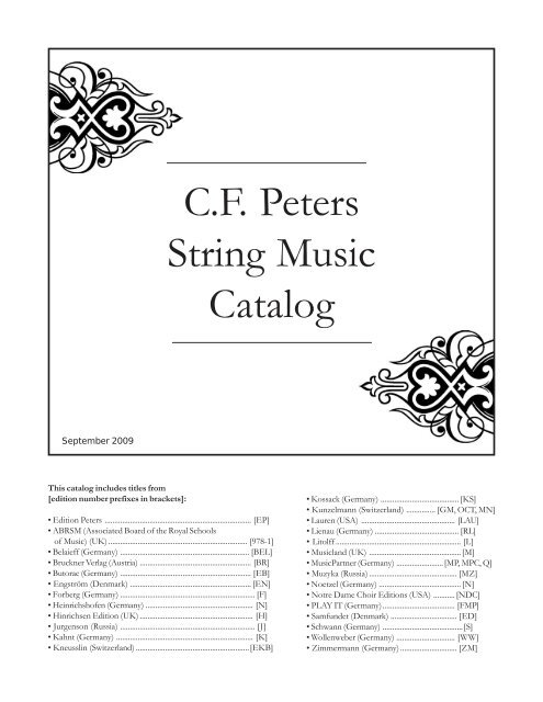 C.F. Peters String Music Catalog - Peters Edition Ltd