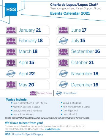 Charla de Lupus Calendar of Events