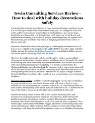 Irwin Consulting Services Review - How to deal with holiday decorations safely
