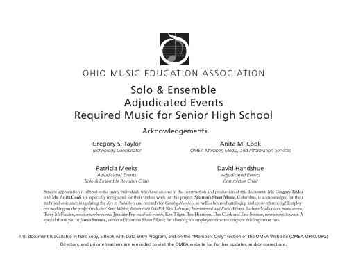 Solo & Ensemble Adjudicated Events Required Music for Senior ...