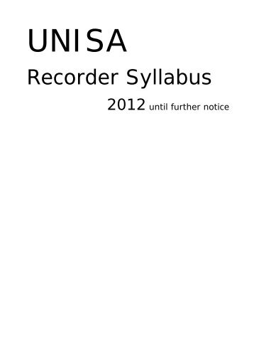 Recorder Syllabus - Unisa