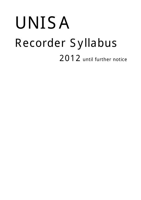 Recorder Syllabus - Unisa