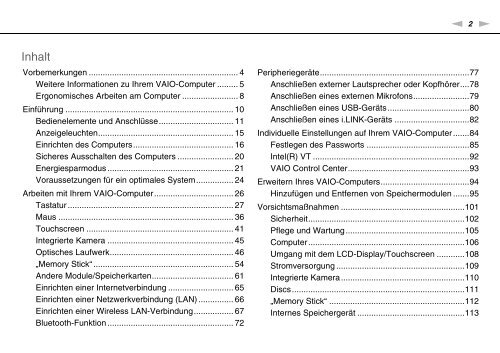 Sony VPCJ12L0E - VPCJ12L0E Mode d'emploi Allemand