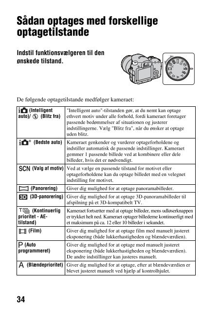 Sony SLT-A57M - SLT-A57M Consignes d&rsquo;utilisation Danois