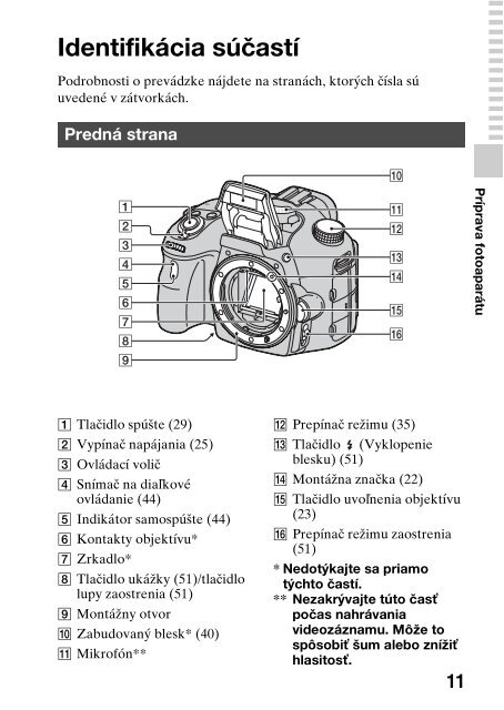 Sony SLT-A57M - SLT-A57M Consignes d&rsquo;utilisation Slovaque