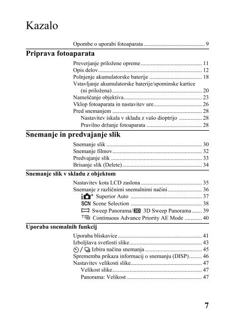 Sony SLT-A57M - SLT-A57M Mode d'emploi Slov&eacute;nien