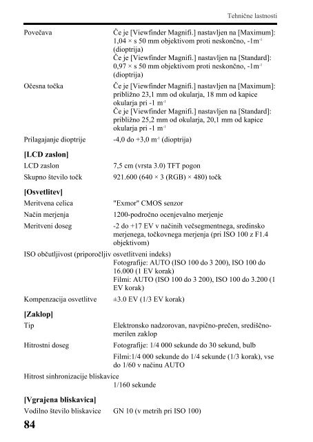 Sony SLT-A57M - SLT-A57M Mode d'emploi Slov&eacute;nien