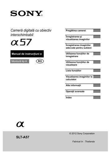 Sony SLT-A57M - SLT-A57M Mode d'emploi Roumain