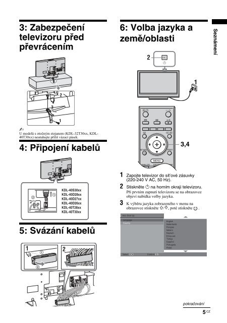 Sony KDL-32D2710 - KDL-32D2710 Mode d'emploi Tch&egrave;que