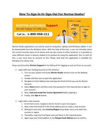 How To Sign In Or Sign Out For Norton Studio
