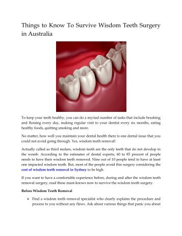 Things to Know to Survive Wisdom Teeth Surgery in Australia
