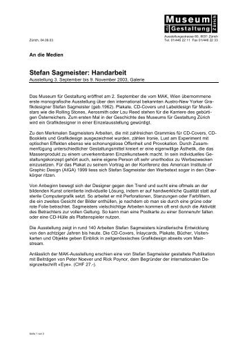 Stefan Sagmeister: Handarbeit - eMuseum