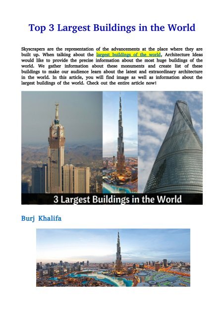 Top 3 Largest Buildings in the World