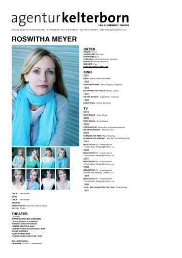 ROSWITHA MEYER - Agentur Kelterborn