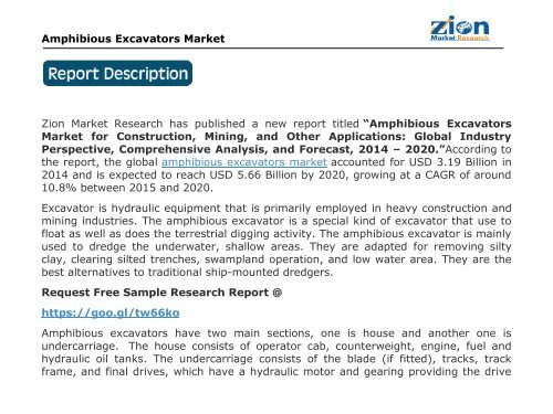 Global Amphibious Excavators Market, 2014 – 2020