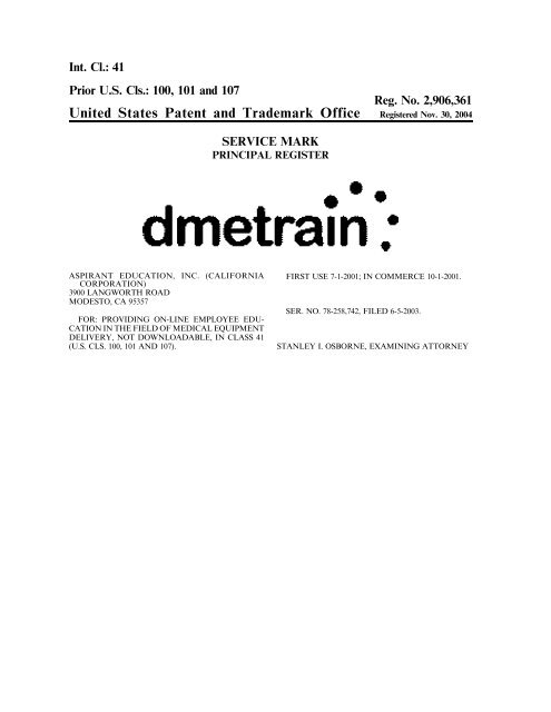 United States Patent and Trademark Office